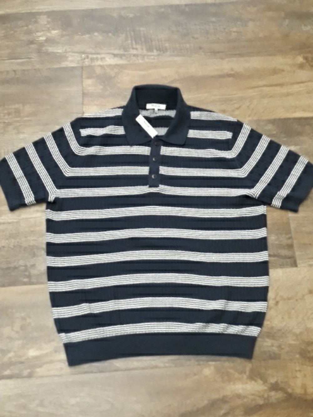 Classic Navy & White Striped Polo Shirt